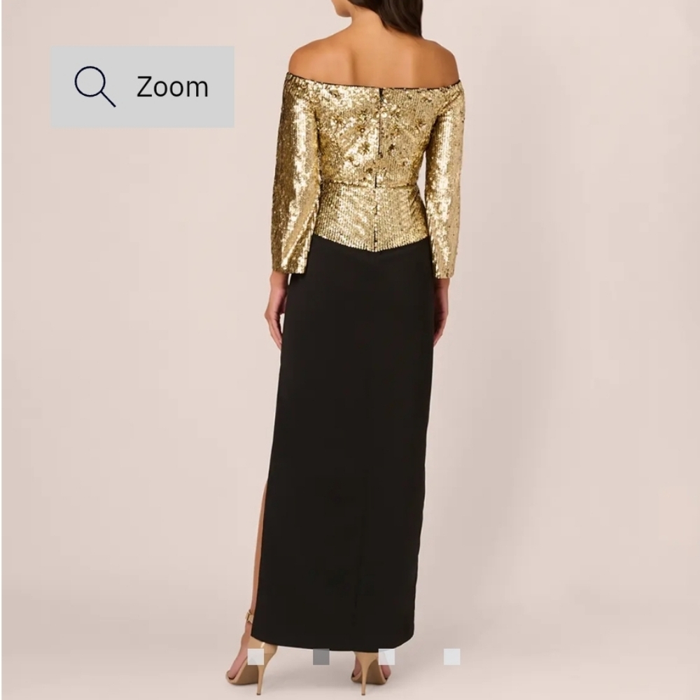 Adrianna Papell $349 Off Shoulder Beaded Maxi Dress - Picture 2 of 4